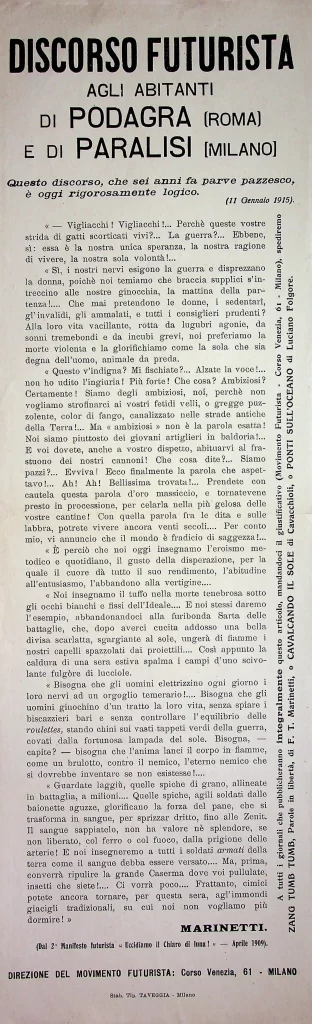 1100 discorso futurista agli abitanti di podagra e di paralisi 01
