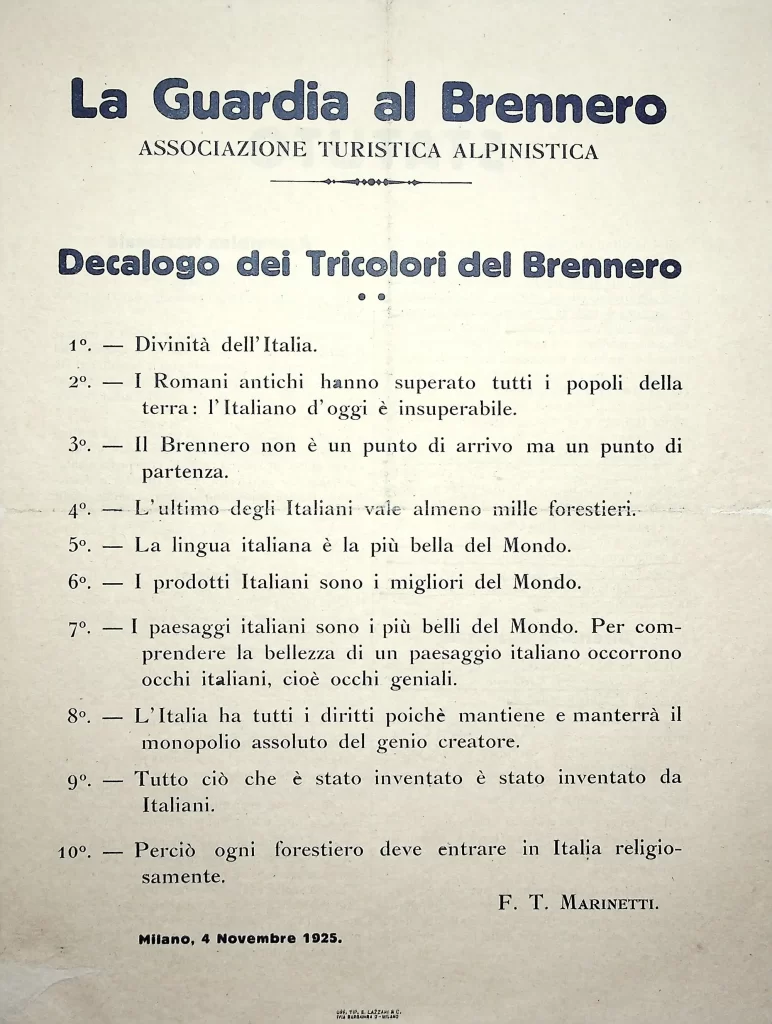19500 decalogo dei tricolori del brennero prima tiratura 01