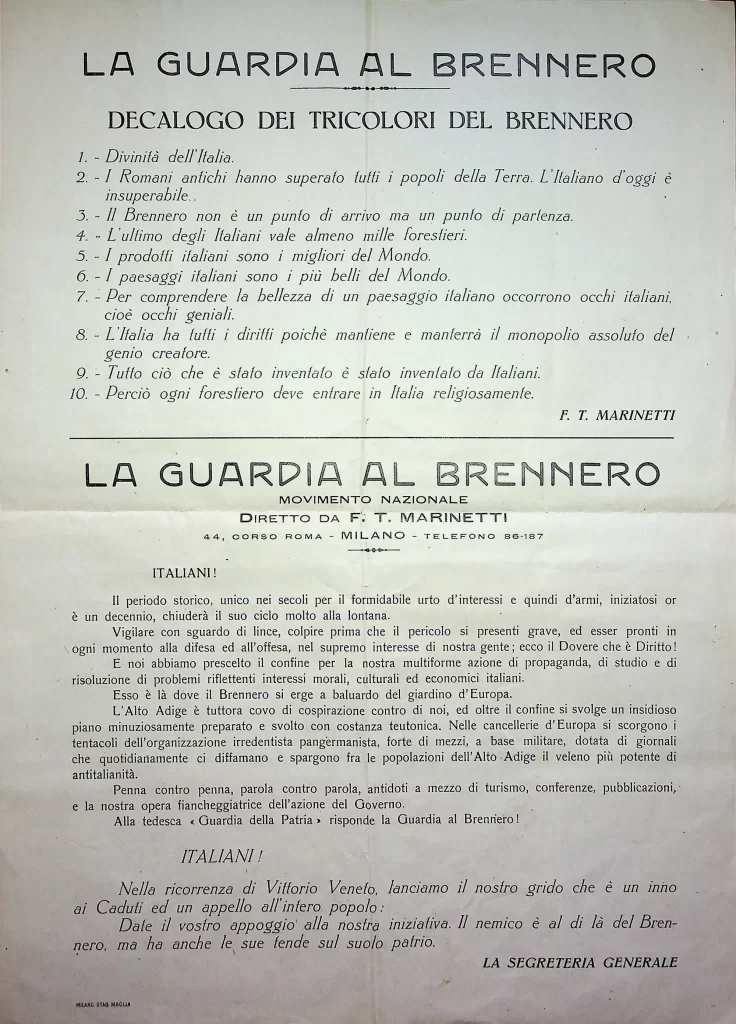 19600 decalogo dei tricolori del brennero seconda tiratura 01
