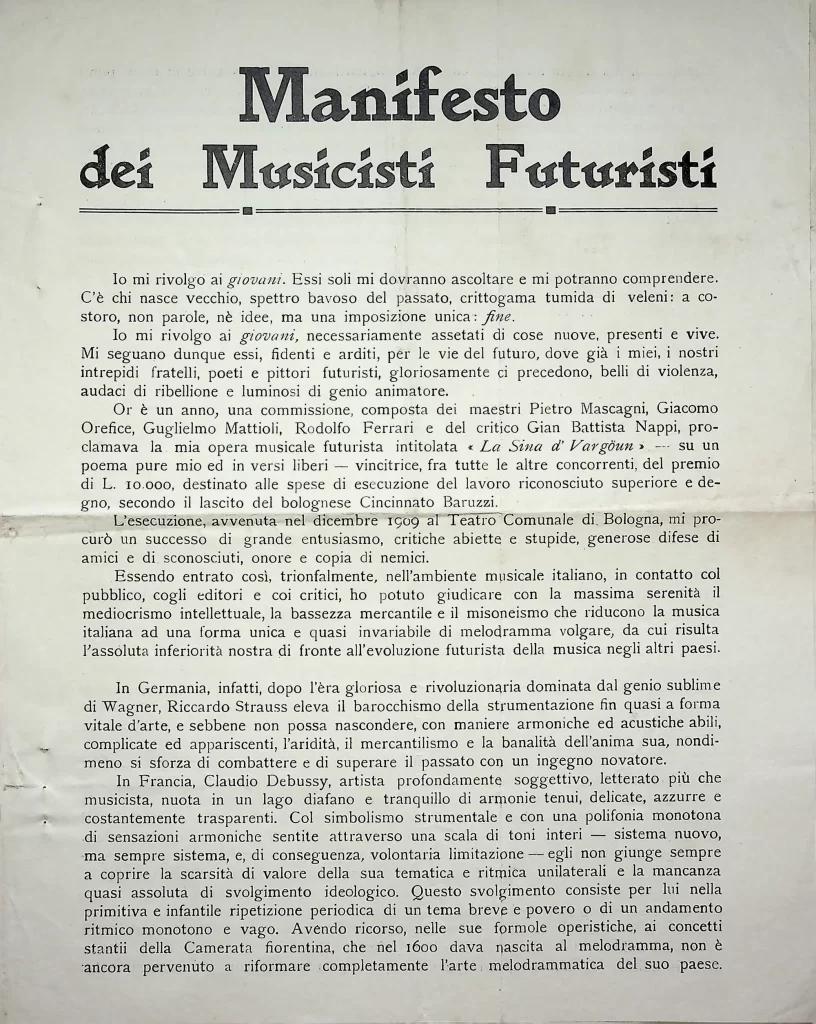 4300 manifesto dei musicisti futuristi prima tiratura 01