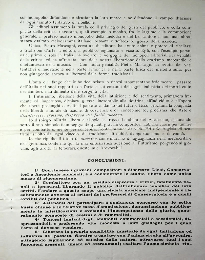 4300 manifesto dei musicisti futuristi prima tiratura 03