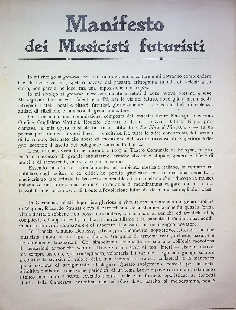 4400 manifesto dei musicisti futuristi seconda tiratura 01