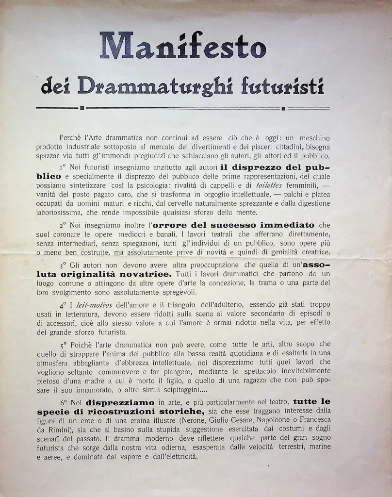 4700 manifesto dei drammaturghi futuristi seconda tiratura 01
