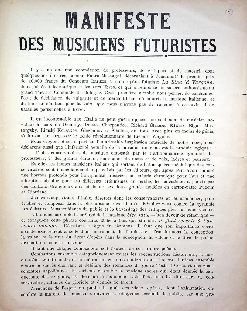6000 manifeste des musiciens futuristes seconda edizione 01