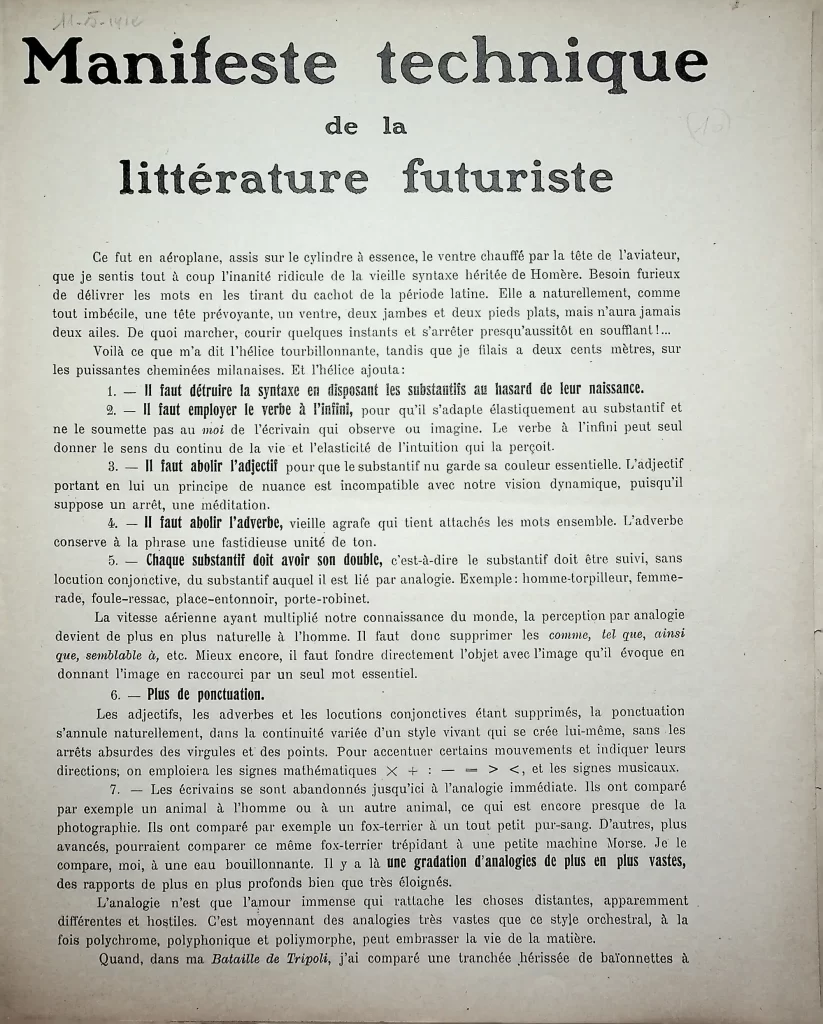 7750 manifeste technique de la litterature futuriste seconda tiratura 01