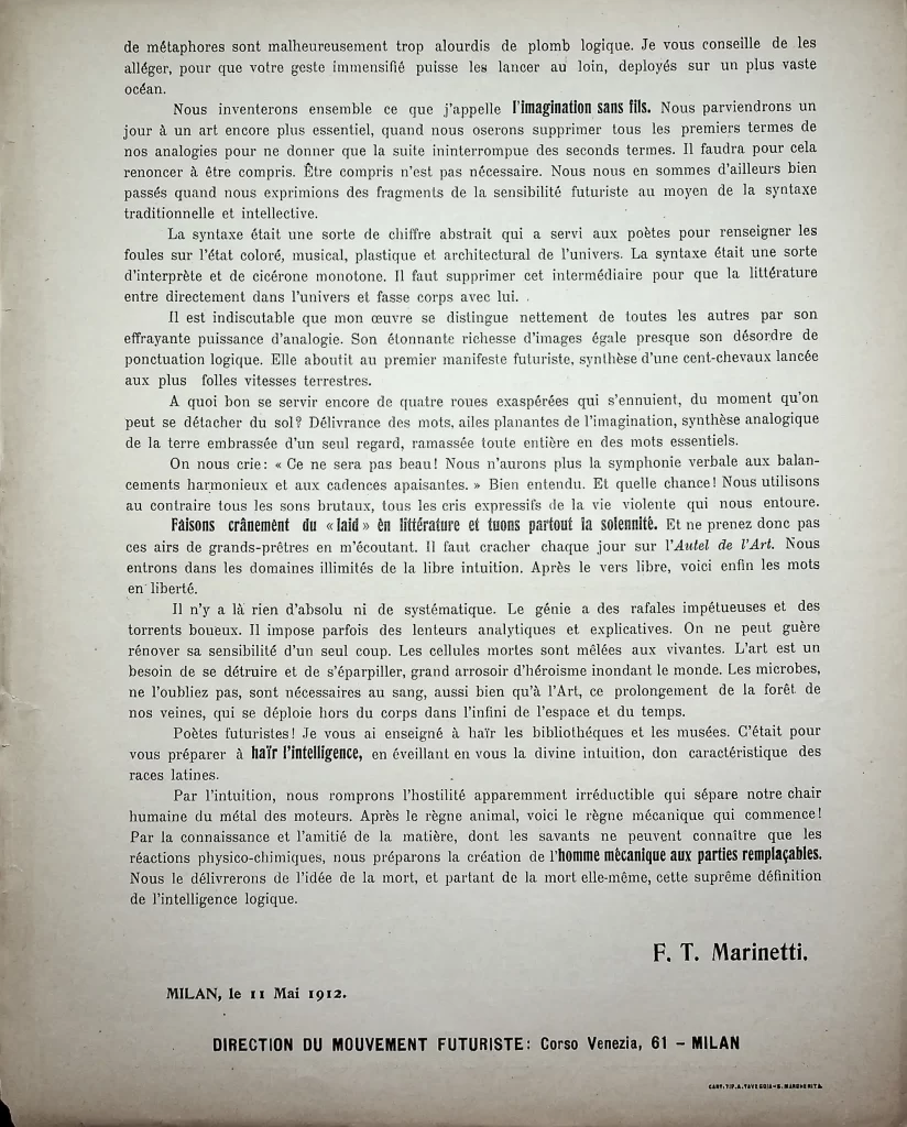 7750 manifeste technique de la litterature futuriste seconda tiratura 04