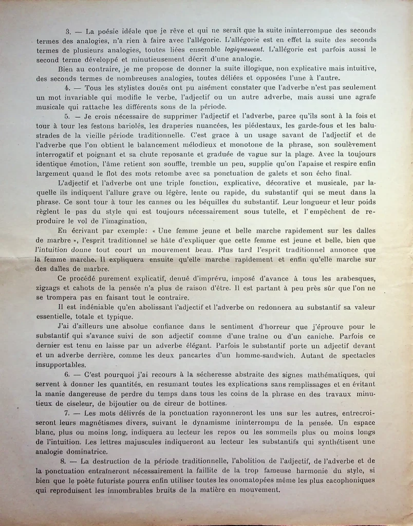 8400 supplement au manifeste technique de la litterature futuriste prima tiratura 03