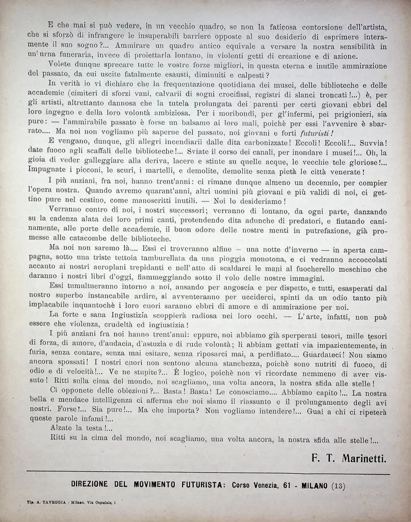 900 fondazione e manifesto del futurismo terza tiratura 04
